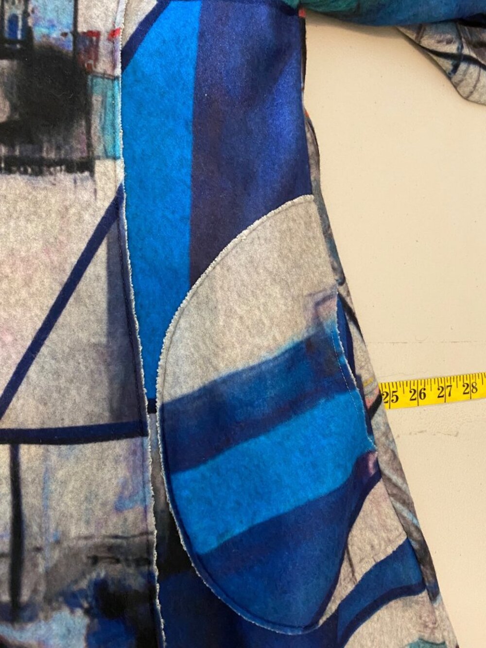 Damee Abstract Print Hooded Jacket With Button Closure Blue Multicolor XL - Picture 11 of 12